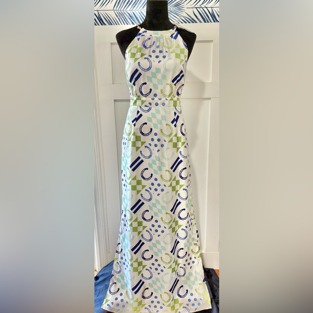* NEW * 🏇 Vineyard Vines Horseshoe Patchwork Lined Kentucky Derby Dress Size 2 - Picture 11 of 16